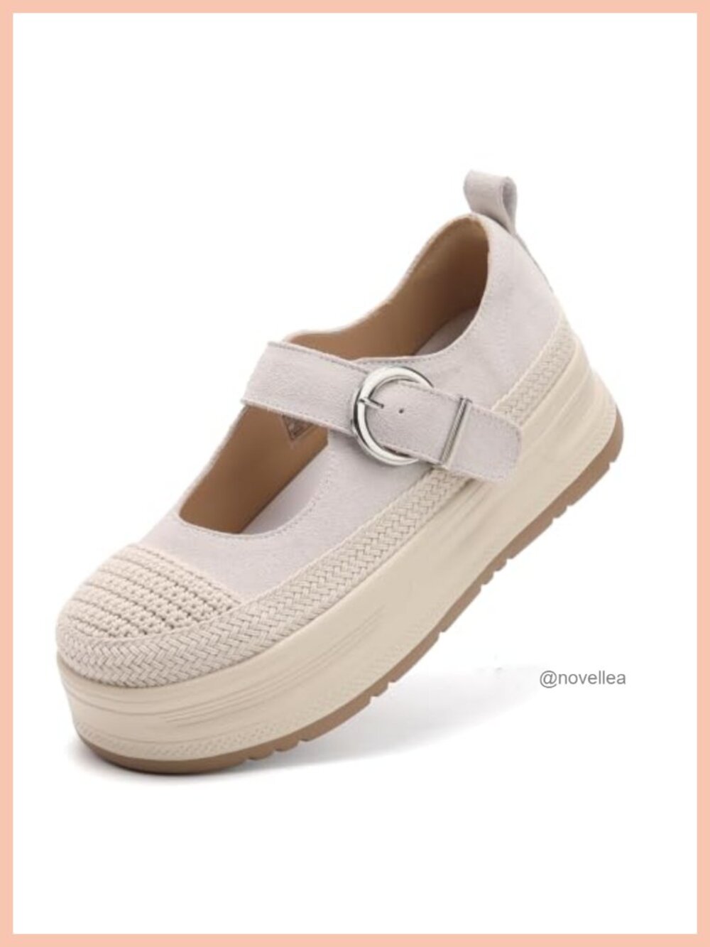 Platform Mary Jane Shoes Knit Toe Buckle Casual Oxfords